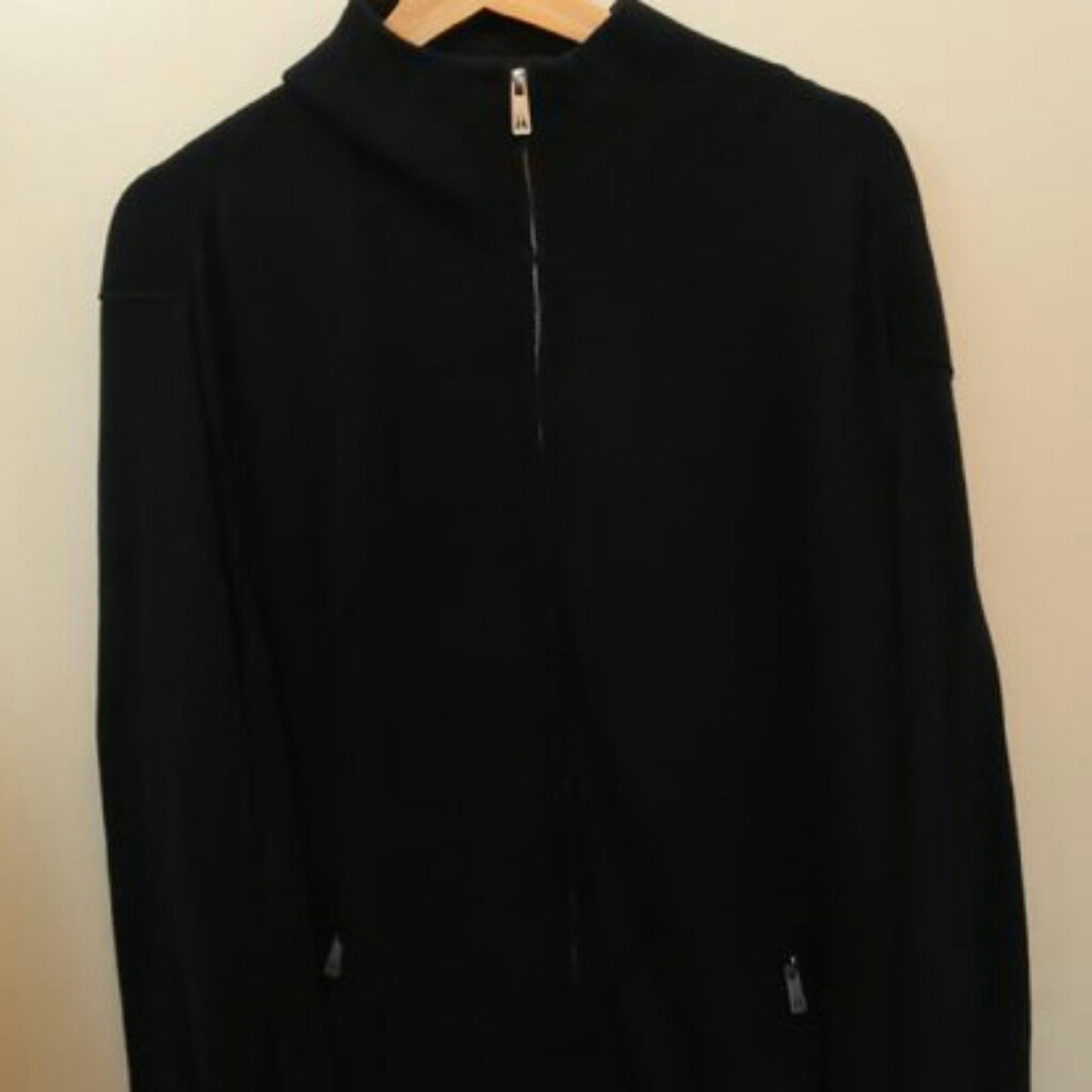 Like New Daniel Buchler XL Blue Wool/Cotton Blend Zip Sweater